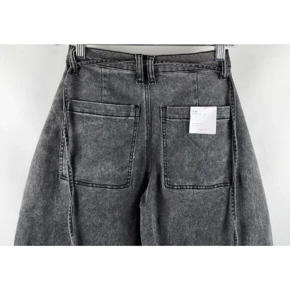 Vigoss Jeans Womens 0/24 Black Belted Barrel Leg Denim VC-P03222A (24x26) NWT - Picture 9 of 13